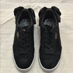 Puma Black Suede Bow Sneakers Size 6